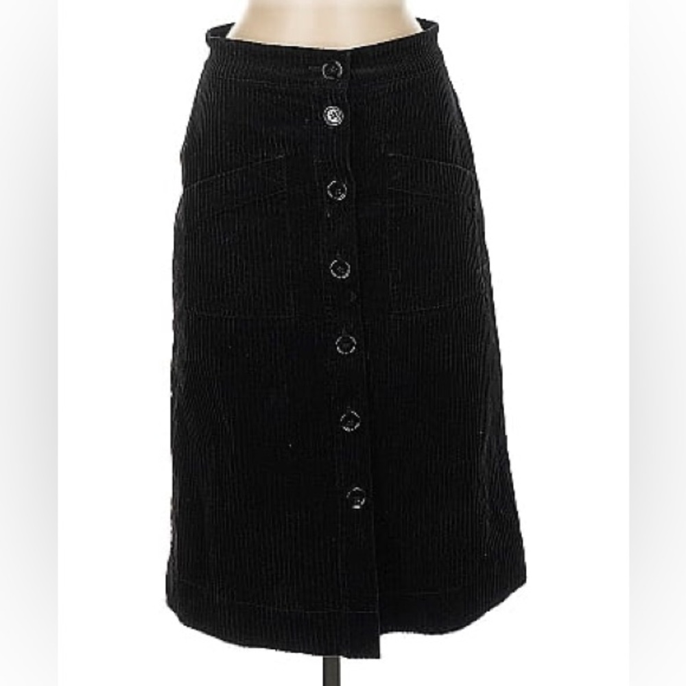 Paris Atelier & Other Stories Size 4 Black Ribbed A-Line Skirt with pockets